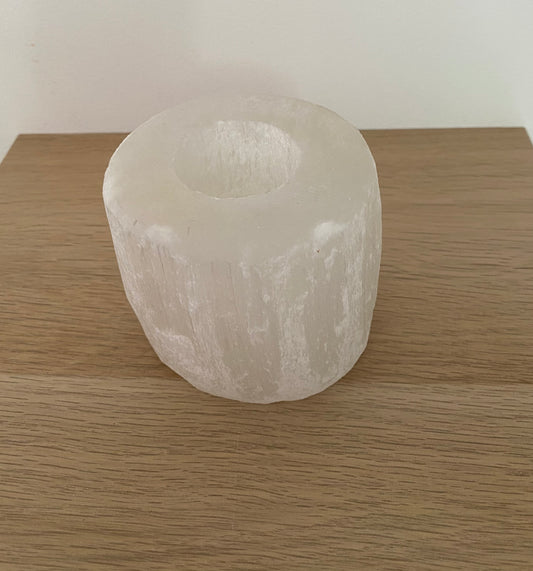 Theelicht Seleniet Mineraal Glad - 12cm