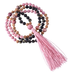 Mala ketting mookaiet, obsidiaan, rhodoniet (genezing)