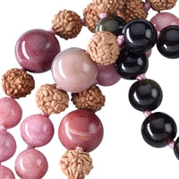 Mala ketting mookaiet, obsidiaan, rhodoniet (genezing)