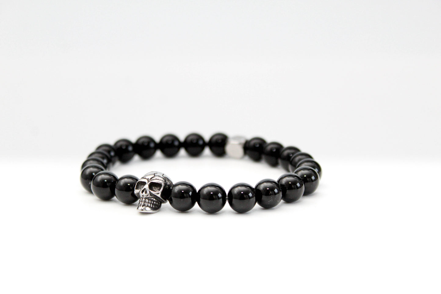 Kogelarmband Pure Stone Onyx Zilver dooskop 8mm