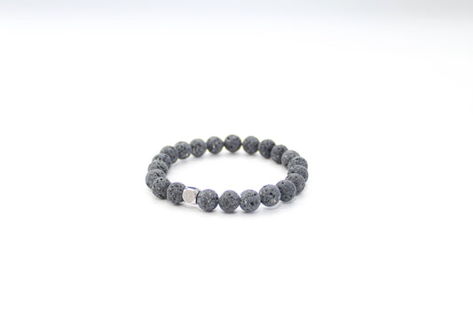 Kogelarmband Pure Stone Lavasteen Grijs 8mm