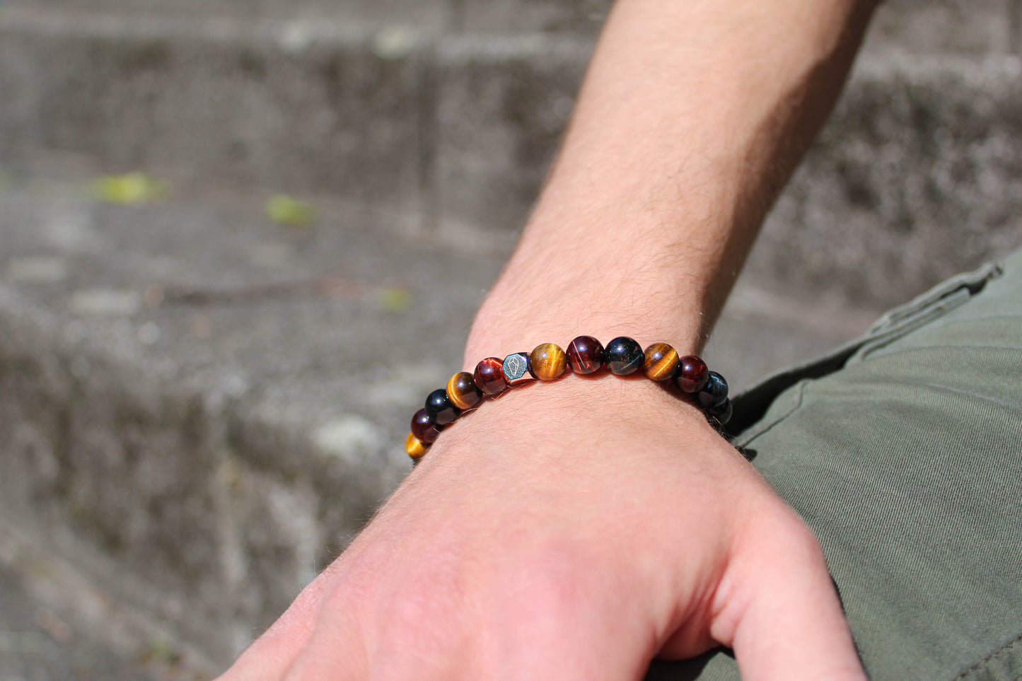 Kogelarmband Pure Stone Mix tijgeroog 8mm