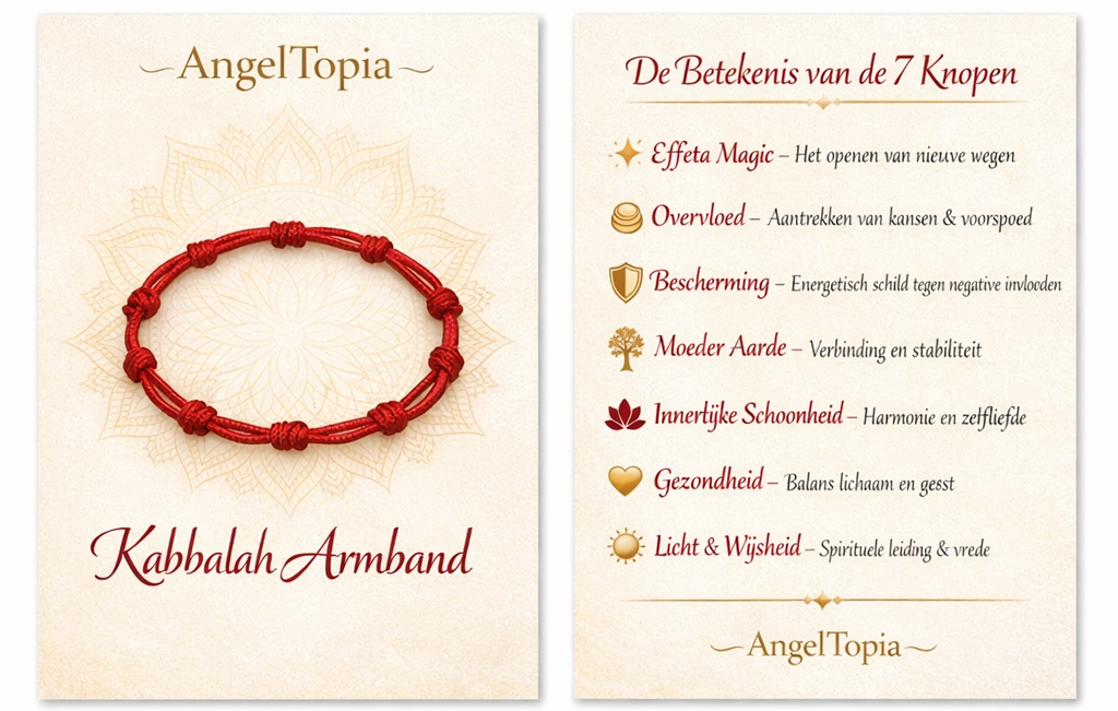 Kabbalah Armband met 7 knopen – handgemaakt talisman voor bescherming, overvloed en spirituele groei