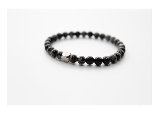 Kogelarmband Pure Stone Osidiaan sneeuwvlok 6mm